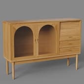 sideboard cabinet with 2 doors (glass) and 2 drawers in the midsenchuri style