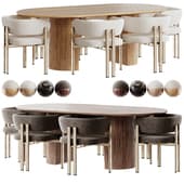 Ellington Oval Pedestal Dining Table and Bay Wood Chair Naturedesign