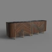 massive chest of drawers made of natural wood in art deco style