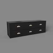 shelf with 2 wide drawers, art. 377, 1400x460x390, black