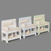children's workshop, three raccoons workbench