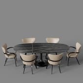 dining group with apriori t 240x120 table (thunder night) and apriori s chairs (taupe)