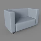 toronto sofa, galaxy light grey leatherette, chrome legs