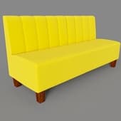 linear sofa, yellow leatherette