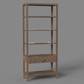 elsa dreams shelving with glass shelves and a loft-concept drawer