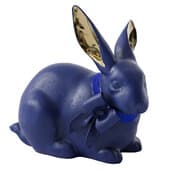 Lladró ATTENTIVE BUNNY - BLUE AND GOLD