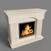 fireplace portal made of beige marble