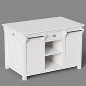 double-sided kitchen island with pine countertop in classic style