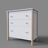 chest of drawers classic 3 drawers (white)