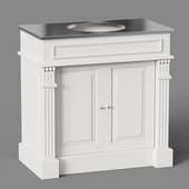a cabinet under the sink in a classic style
