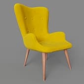 friend chair, yellow velour
