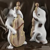 decorative statuette "kitty the double bass player"