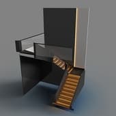 futuristic staircase to a modern interior