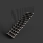 modern staircase with hanging mount