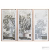 Etched Garden Triptych Framed Print