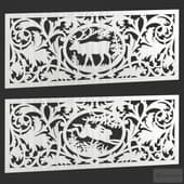 decorative panel with hare and deer