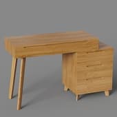 dressing table with drawers, mirror and bedside table in midsenchuri style