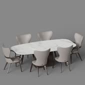 dining group with stk 120 x 240 table (statuario) and apriori shmh chairs