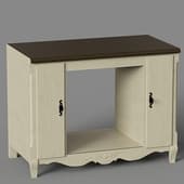 the kitchen cabinet for the oven is wide in a classic style