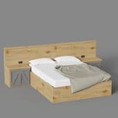 double bed with bedside tables and built-in headboard anchorage