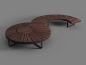 a rounded street bench.