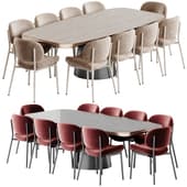 Louis Rohozhka Beige Chair and GIANO KERAMIK PREMIUM Table by Cattelan Italia