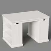 desk with drawers and shelves on the sides in the coastal style