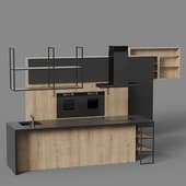 kitchen with brut facades