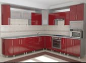 kitchen red (modern red corner kitchen in 3d)