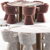 Flair chairs by Bebitalia and onno round dining table by giulio