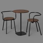 bs450 chairs set + ps006 4 loft table for cafe, outdoor