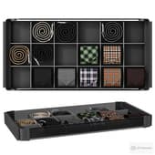 a shelf with accessories for the dressing room