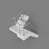 stairs with metal railings