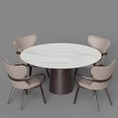 dining group with apriori k 160x160 table (statuario) and apriori s chairs (taupe)